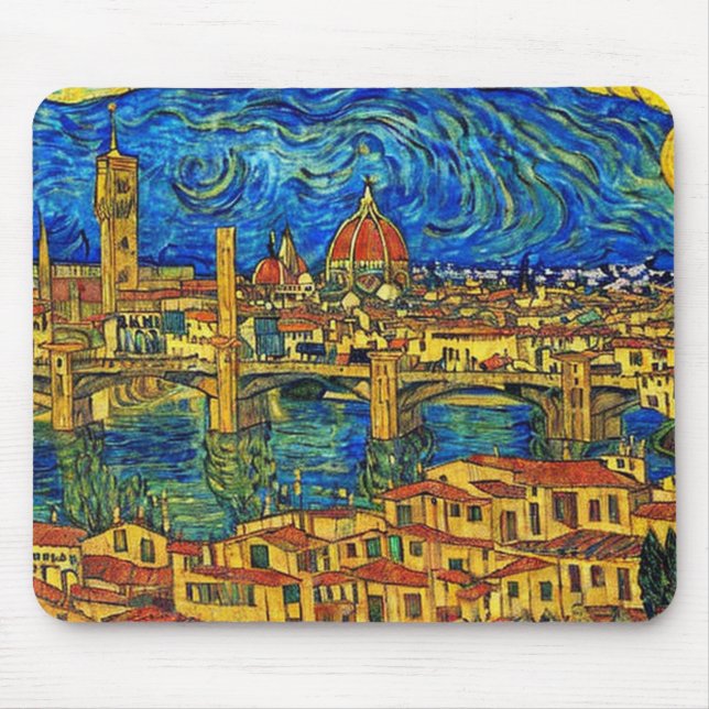 Tapis De Souris Starry Starry Night Florence Italie (Devant)