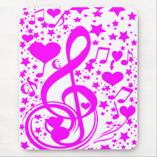 Tapis De Souris Stars, Hearts et The music notes-Pink_