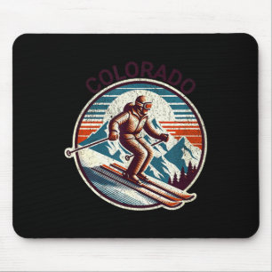 Tapis De Souris Station de ski colorado rétro vintage ski d'hiver 