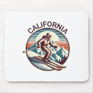 Tapis De Souris Station de ski Retro Californie Vintage Ski d'hive