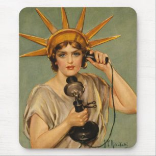 Tapis De Souris Statue de la Liberté vintage, publicité de guerre 