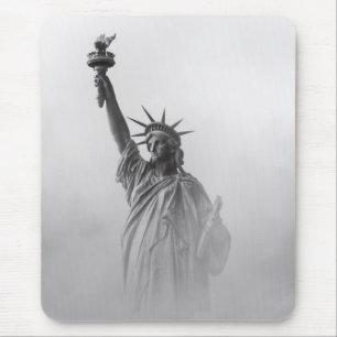 Tapis De Souris Statue de l'Amérique de la Liberté Noir et Blanc