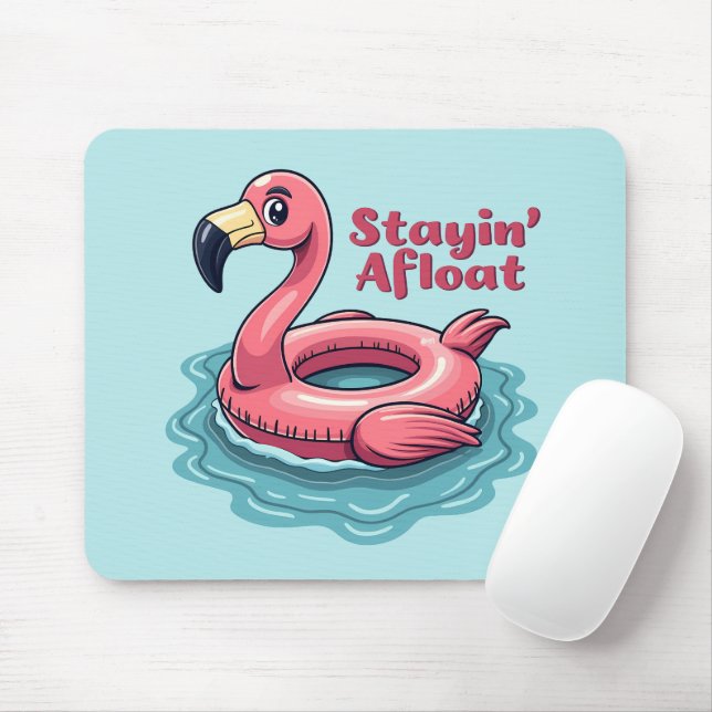 Tapis De Souris Stayin’ En Mer Funny Flamant rose Pool Flottant Re (Avec souris)