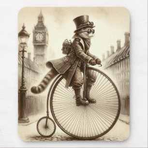 Tapis De Souris Steampunk Chat équitation d'un vélo de cent-farthi