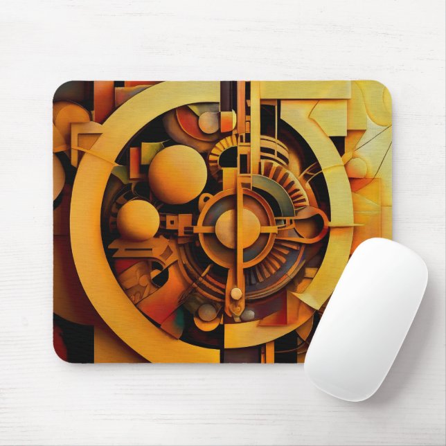 Tapis De Souris Steampunk Golden Mechanism Abstract (Avec souris)