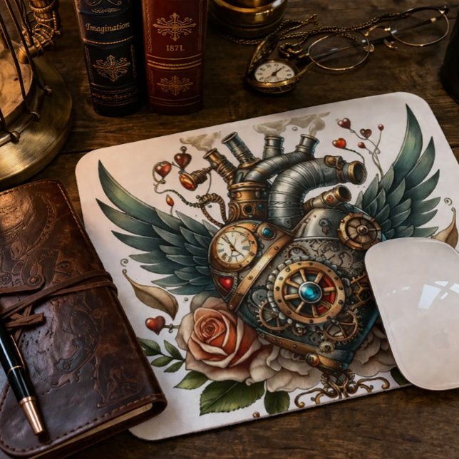 Tapis de souris Steampunk Heart Vintage Mécanique (Créateur téléchargé)