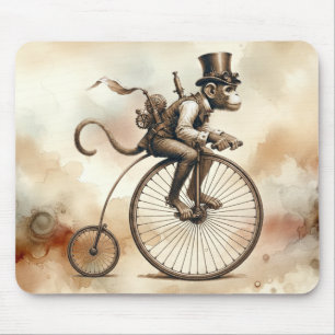 Tapis De Souris Steampunk Monkey équitation d'un vélo de cent-fart