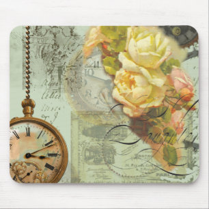 Tapis De Souris Steampunk Time & Yellow Roses