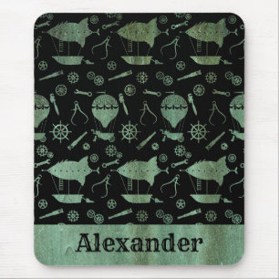 Tapis De Souris Steampunk Verdigris Bronze Airships Nom personnali