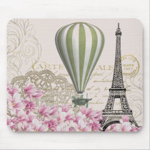 Tapis De Souris Steampunk Vintage Paris Balloon Travel
