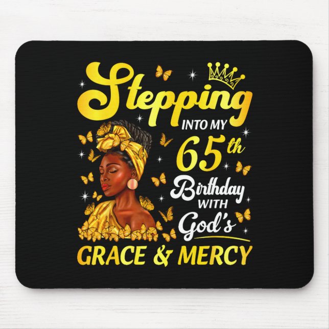 Tapis De Souris Stepng Into My 65th Birthday Christian Afro Women  (Devant)