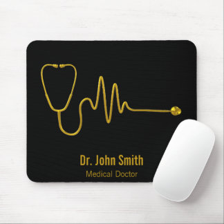 Tapis De Souris Stéthoscope ECG Luxueux en Or Ligne EKG Médical