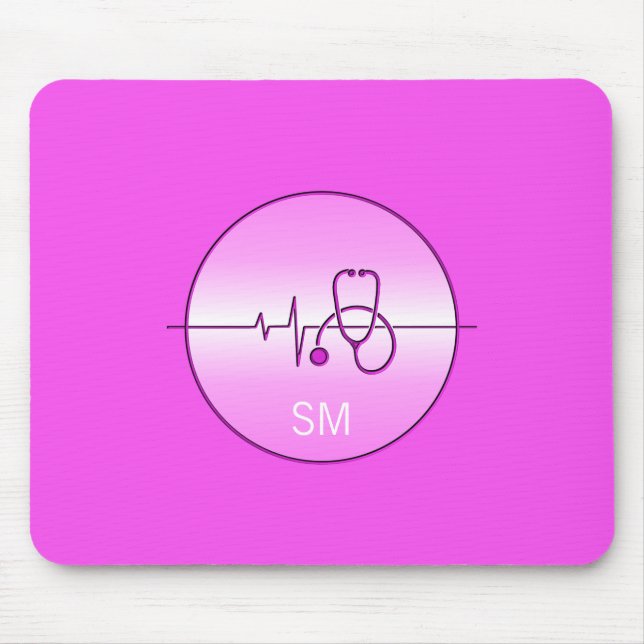 Tapis De Souris Stéthoscope rose Heartbeat Médicale (Devant)