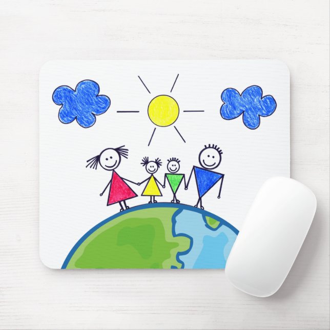 Tapis De Souris Stick de Doodle sur le monde (Avec souris)