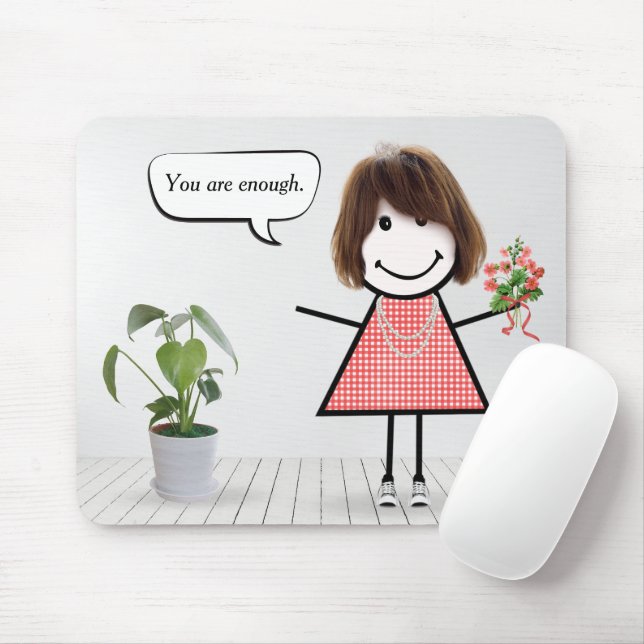 Tapis De Souris Stick Figure Girl Avec Citation Inspiration (Avec souris)