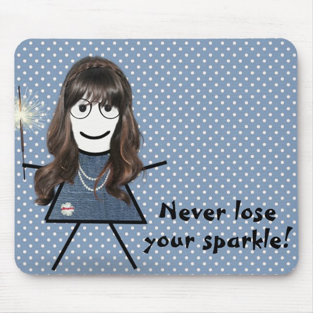 Tapis De Souris Stick Girl avec Sparkler sur Pois (Devant)