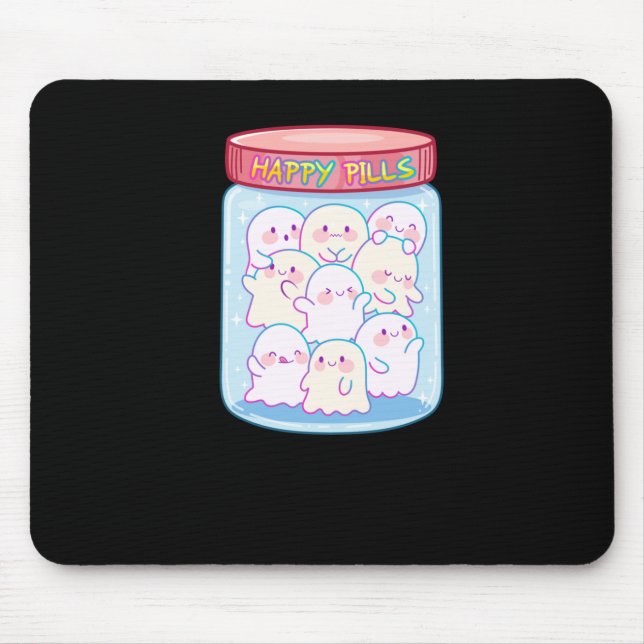 Tapis De Souris Sticker Ghosts Happy Pills (Devant)