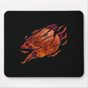 Tapis De Souris Sticulation D'Un Basket-Ball Feu