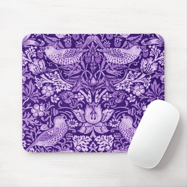 Tapis De Souris Strawberry Thief Purple, William Morris (Avec souris)