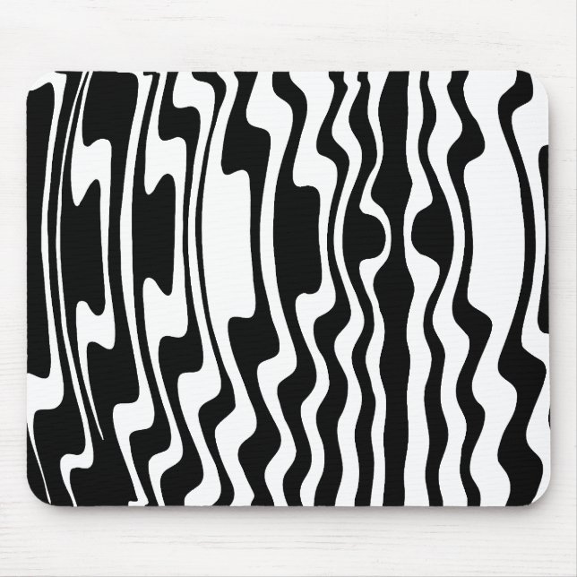 Tapis De Souris Stripey Wavey - noir et blanc (Devant)