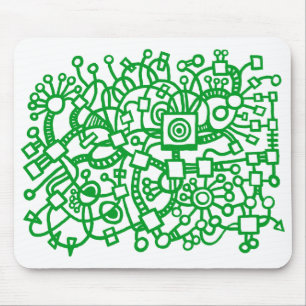 Tapis De Souris Structure Abstraite - Vert laiton sur blanc