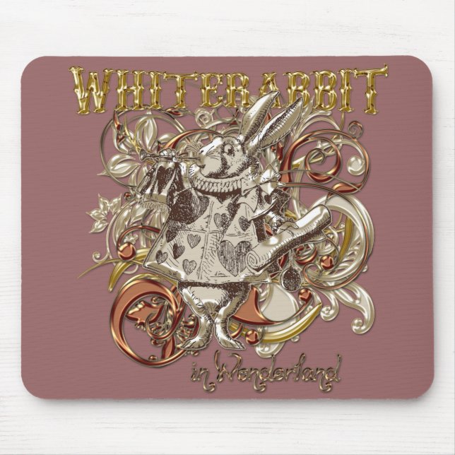 Tapis De Souris Style blanc de Carnivale de lapin (version d'or) (Devant)