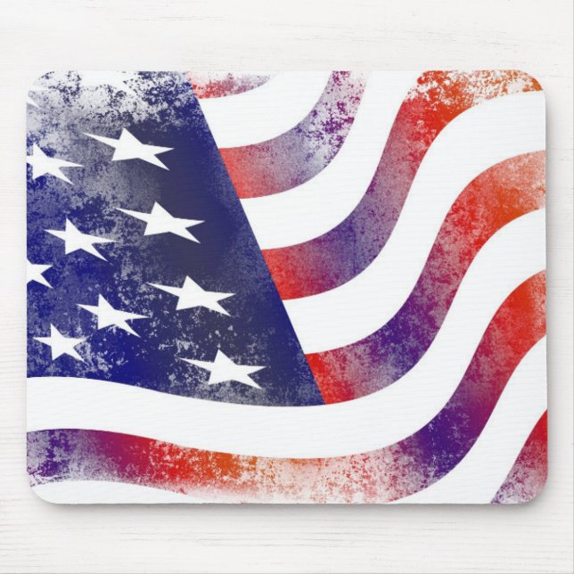 Tapis De Souris Style de Grunge Patriotique Faded American Drapeau (Devant)