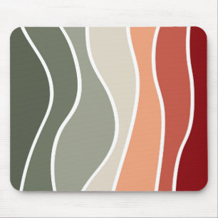 Tapis De Souris Style vert et rouge rétro vagues design