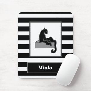 Tapis De Souris Stylish Black Panther Cat White