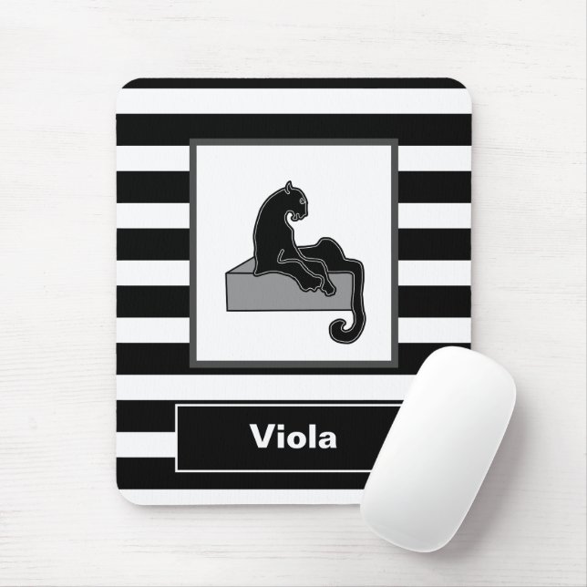 Tapis De Souris Stylish Black Panther Cat White (Avec souris)