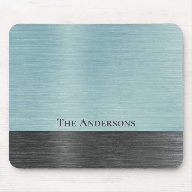 Tapis De Souris Stylish Monogram Teal Grey Metallic (Devant)