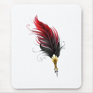 Tapis De Souris Stylo rouge en plumes avec nib or