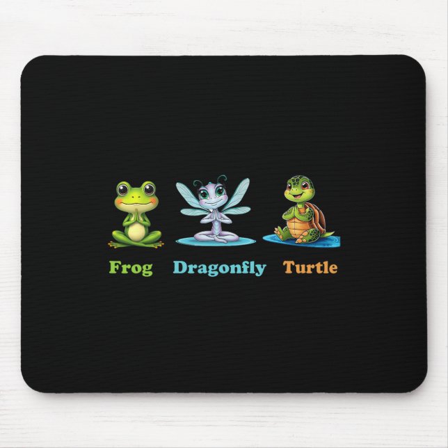 Tapis De Souris Subtle Political Humor Frog Dragonfly Turtle Yoga  (Devant)