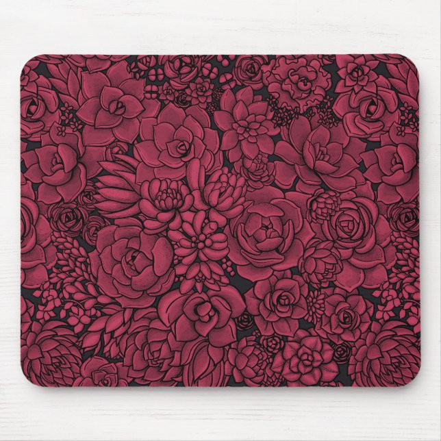 Tapis De Souris Succulents à Viva Magenta- Couleur de l'année 2023 (Devant)