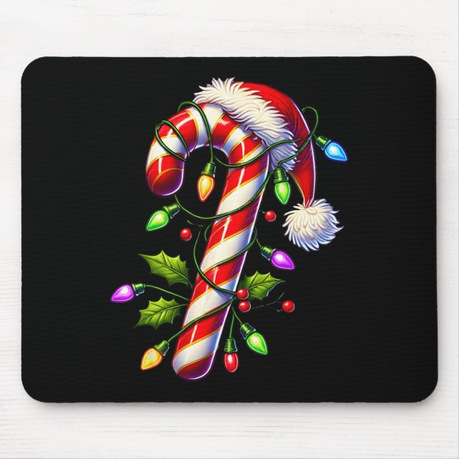 Tapis De Souris Sucre de canne Crew Noël Famille Lumière Noël Père (Devant)