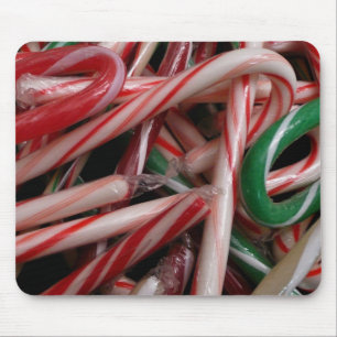 Tapis De Souris Sucres de canne Noël Vacances Blanc Vert et Rouge