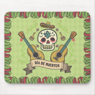 Tapis De Souris Sucrez le crâne et la Guitars Dia de Muertos  