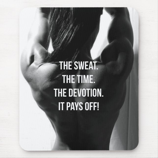 Tapis De Souris Sueur, temps, dévotion entraînement féminin Motiva (Devant)