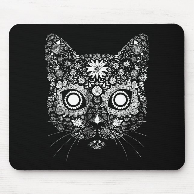Tapis De Souris Sugar Cat Skull Flower Artistic Design  (Devant)