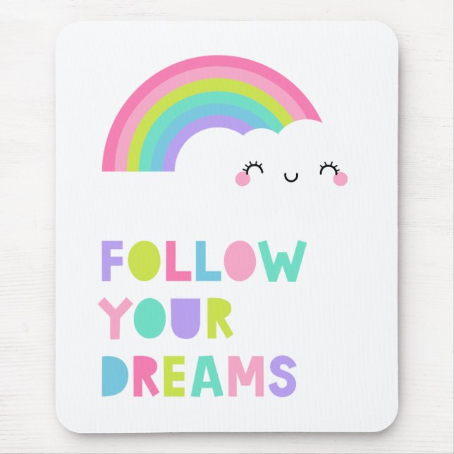 Tapis De Souris Suivez vos rêves Cute Rainbow Cloud (Devant)