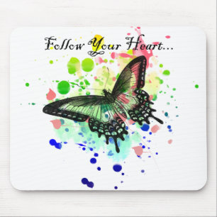 Tapis De Souris Suivez votre floc Mousepad de peinture de papillon