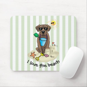 Tapis De Souris Summer Beach Chocolat Lab Chien Labrador Retriever