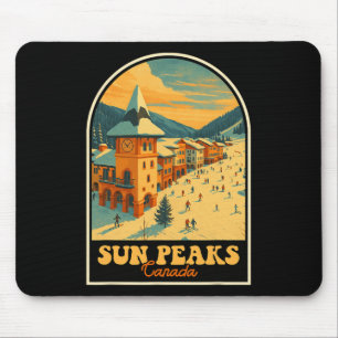 Tapis De Souris Sun Peaks Canada Design Vintage Village de ski rét