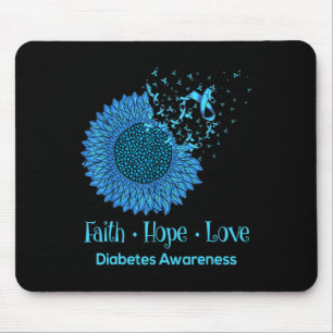 Tapis De Souris Sunflower Faith Hope Love Diabète Sensibilisation 