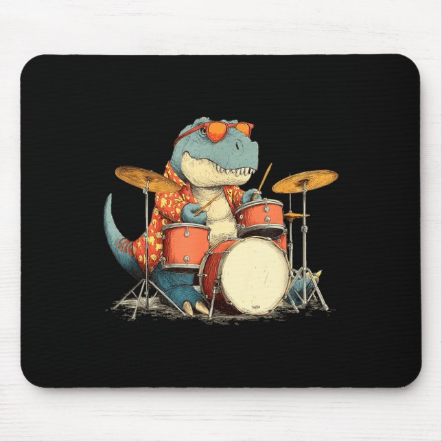 Tapis De Souris Sungles Rockstar Dinosaur With Cool Drums Costume  (Devant)