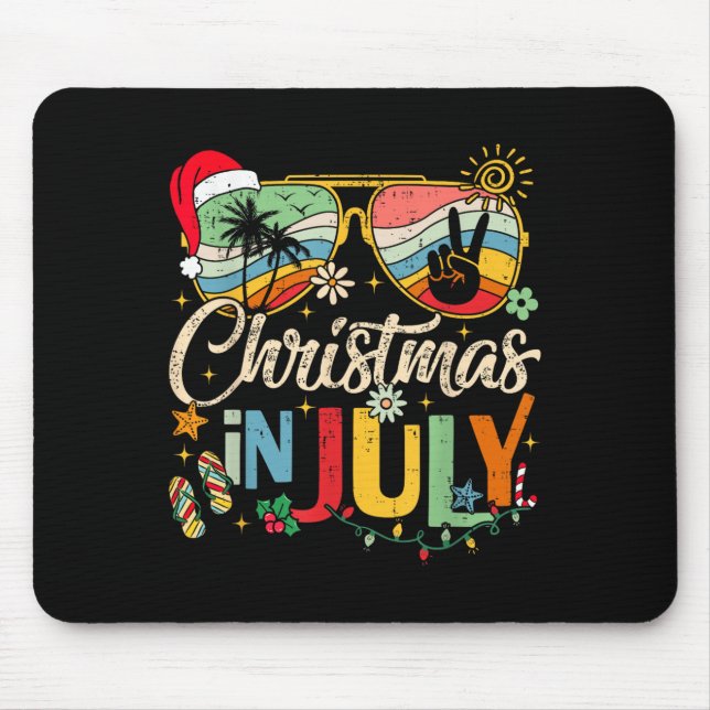 Tapis De Souris Sungles Santa Claus Beach Christmas In July Men Wo (Devant)