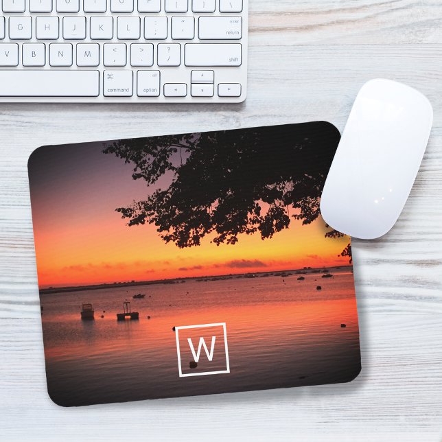 Tapis De Souris Sunrise Monogramme CRÉER VOTRE PROPRE Photo (Sunrise Monogram Add YOUR Photo Mouse Pad)