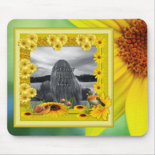 Tapis De Souris Sunshine Yellow Sunflower Photo Frame