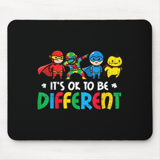 Tapis De Souris super-héros autistes pour être différents sensibil (Devant)