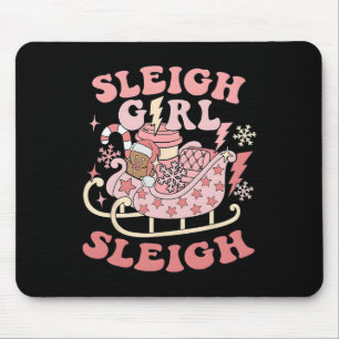 Tapis De Souris Super rose de Noël Sleigh Girl Sleigh Gingerbre